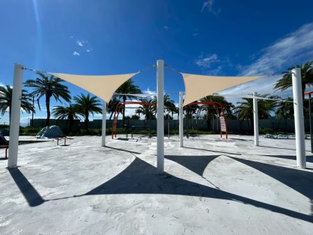Sail Shade of Adult Fitness Zone in Hualien Pacific Park